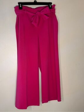 Jules & Leopold Hot Pink Paperbag Wide-Leg Pants with Waist Tie